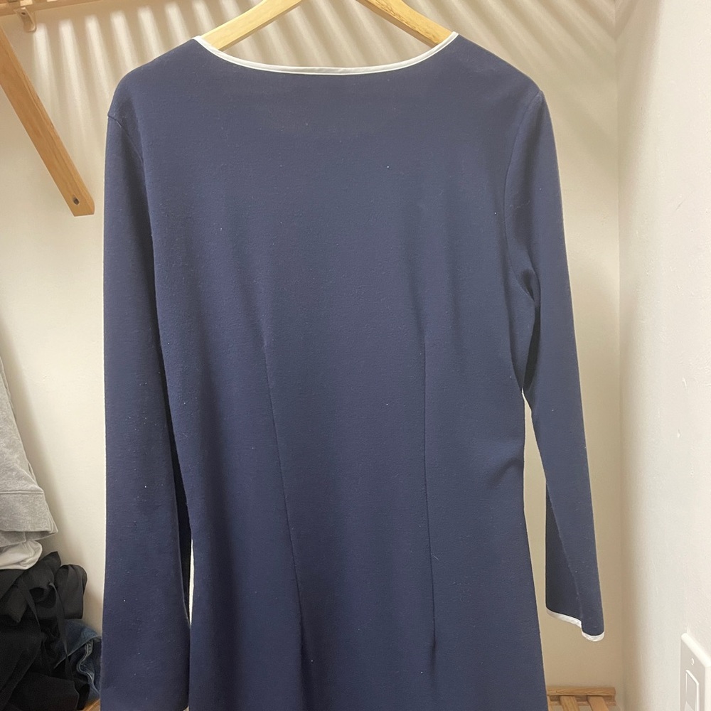 Sail to Sable long sleeve dress navy blue and white. Size large
